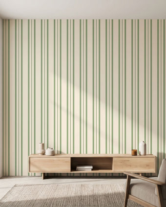 Elegant modern home with Olivia seam pattern mural spanning a large feature wall in natural daylight.