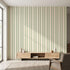 Elegant modern home with Olivia seam pattern mural spanning a large feature wall in natural daylight.