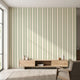 Elegant modern home with Olivia seam pattern mural spanning a large feature wall in natural daylight.