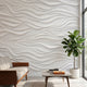 Detailed image of a wall mural with repeating geometric pattern in grey and white tones, installed in a contemporary office space.
