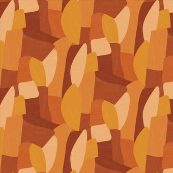 Shades of orange in abstract shapes with a paint brush texture.