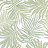 Botanical wallpaper featuring overlapping sage green palm leaves on a white background, creating a fresh tropical pattern with a soft, coastal feel. 