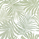 Botanical wallpaper featuring overlapping sage green palm leaves on a white background, creating a fresh tropical pattern with a soft, coastal feel. 