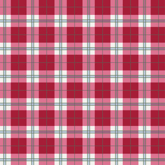 Playful pink tartan wallpaper with layered blush and red tones in a soft check design.