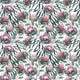 Botanical wallpaper with a seamless repeating pattern of hand painted king proteas, eucalyptus leaves, and soft sage green foliage on a white background.