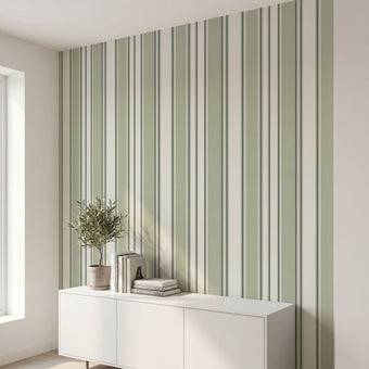 Artistic angled view of the Retro Liner mural in a styled interior, highlighting the vivid green tones and material texture.