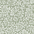 Sage green botanical wallpaper with a seamless repeat, featuring white leafy sprigs in a simple, elegant pattern.