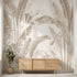 High-resolution mural showcasing tropical floral landscape with Stralizias pattern, covering the wall with natural lighting and textures.