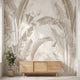 High-resolution mural showcasing tropical floral landscape with Stralizias pattern, covering the wall with natural lighting and textures.