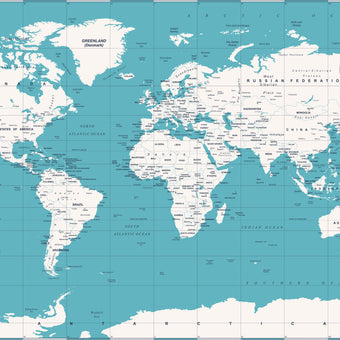 Blue Political World Map  -  [Custom printed at R560/m²]