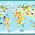 Baby Animal World Map  -  [Custom printed at R560/m²]