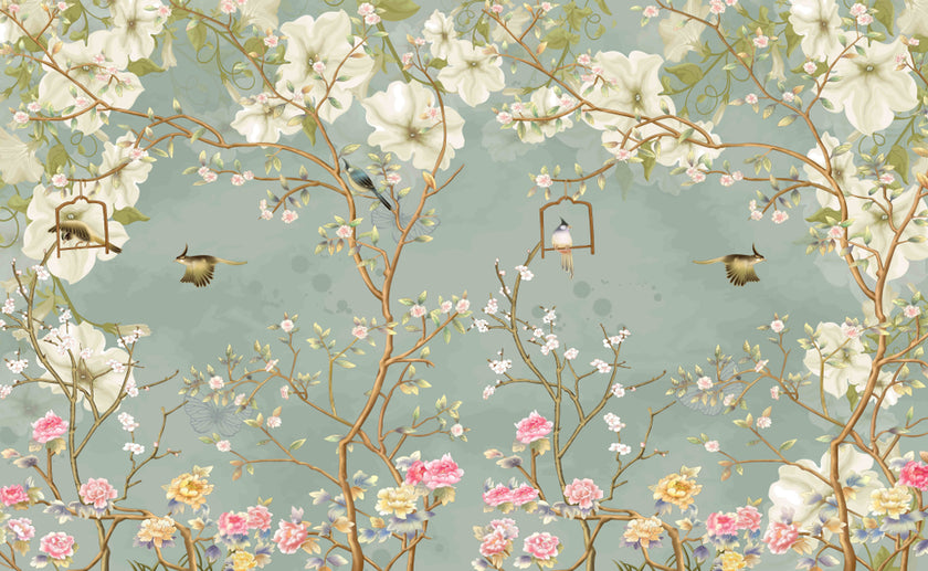 Chinoiseries Garden  - Mint -  [Custom printed at R560/m²]