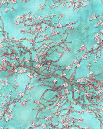 Van Gogh Inspired Floral Teal  -  [Custom printed at R598/m²]