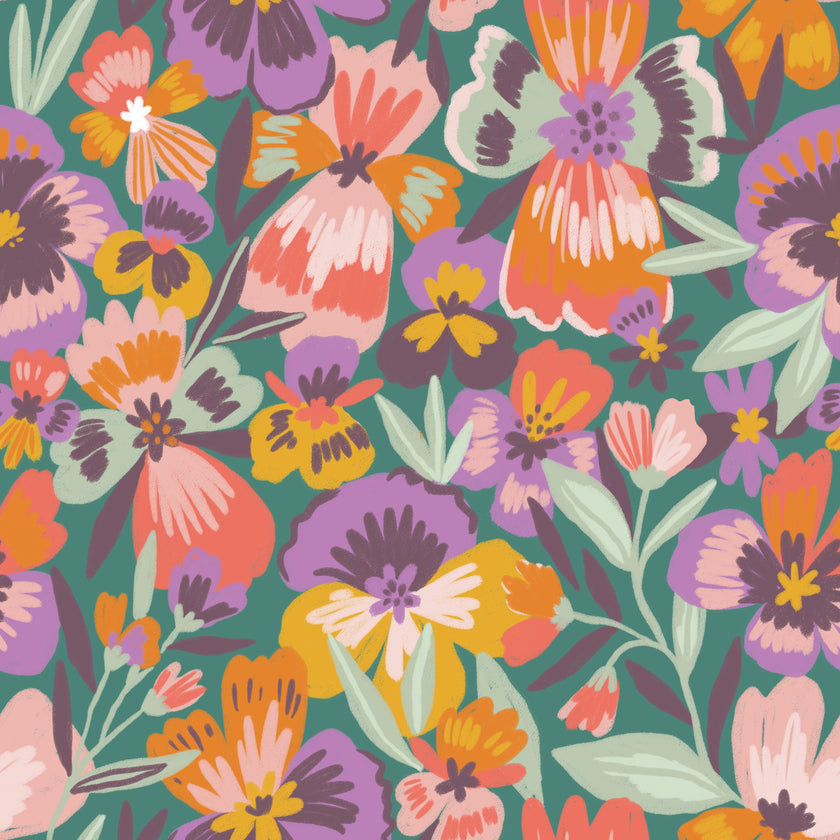 Playful Pansies -  [Custom printed at R560/m²]