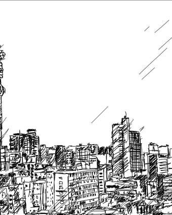 Jozi Skyline Illustration  -  [Custom printed at R598/m²]