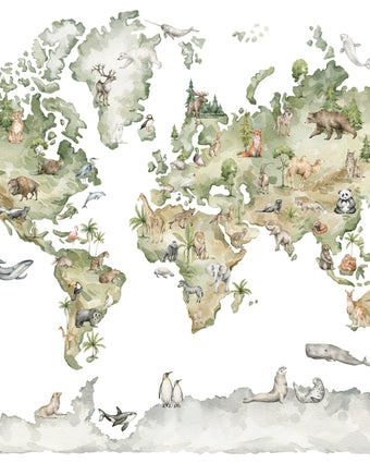 Wild World Map  -  [Custom printed at R598/m²]