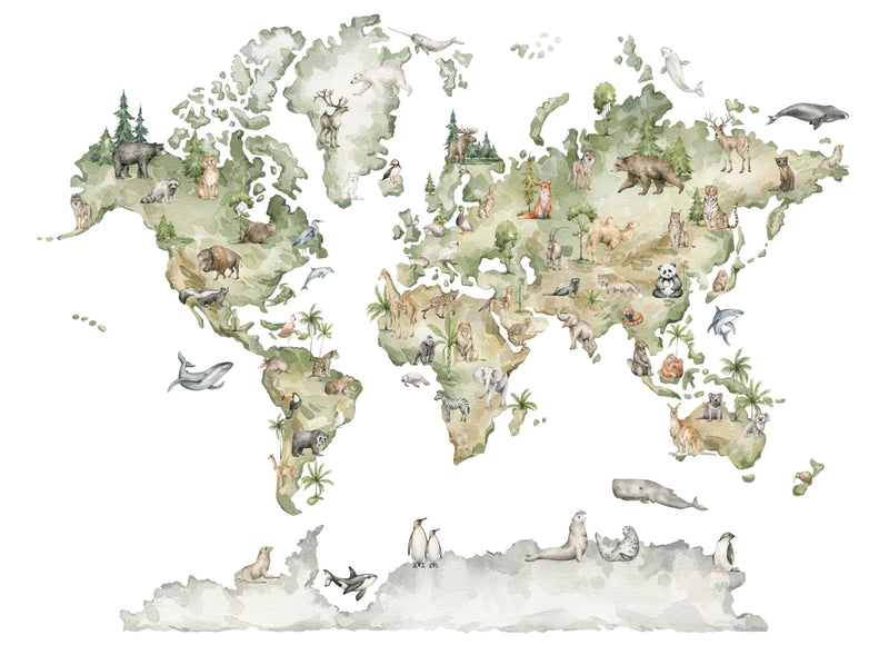 Wild World Map  -  [Custom printed at R560/m²]
