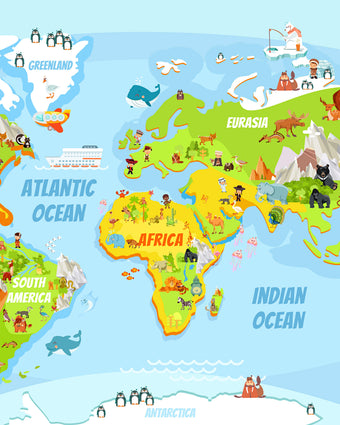 Basic Animal World Map  -  [Custom printed at R598/m²]