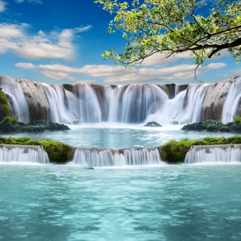 Mystical Panoramic Waterfall  -  [Custom printed at R560/m²]