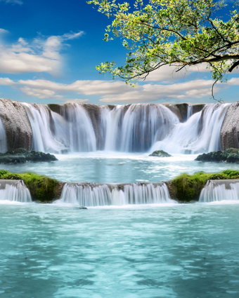 Mystical Panoramic Waterfall  -  [Custom printed at R598/m²]