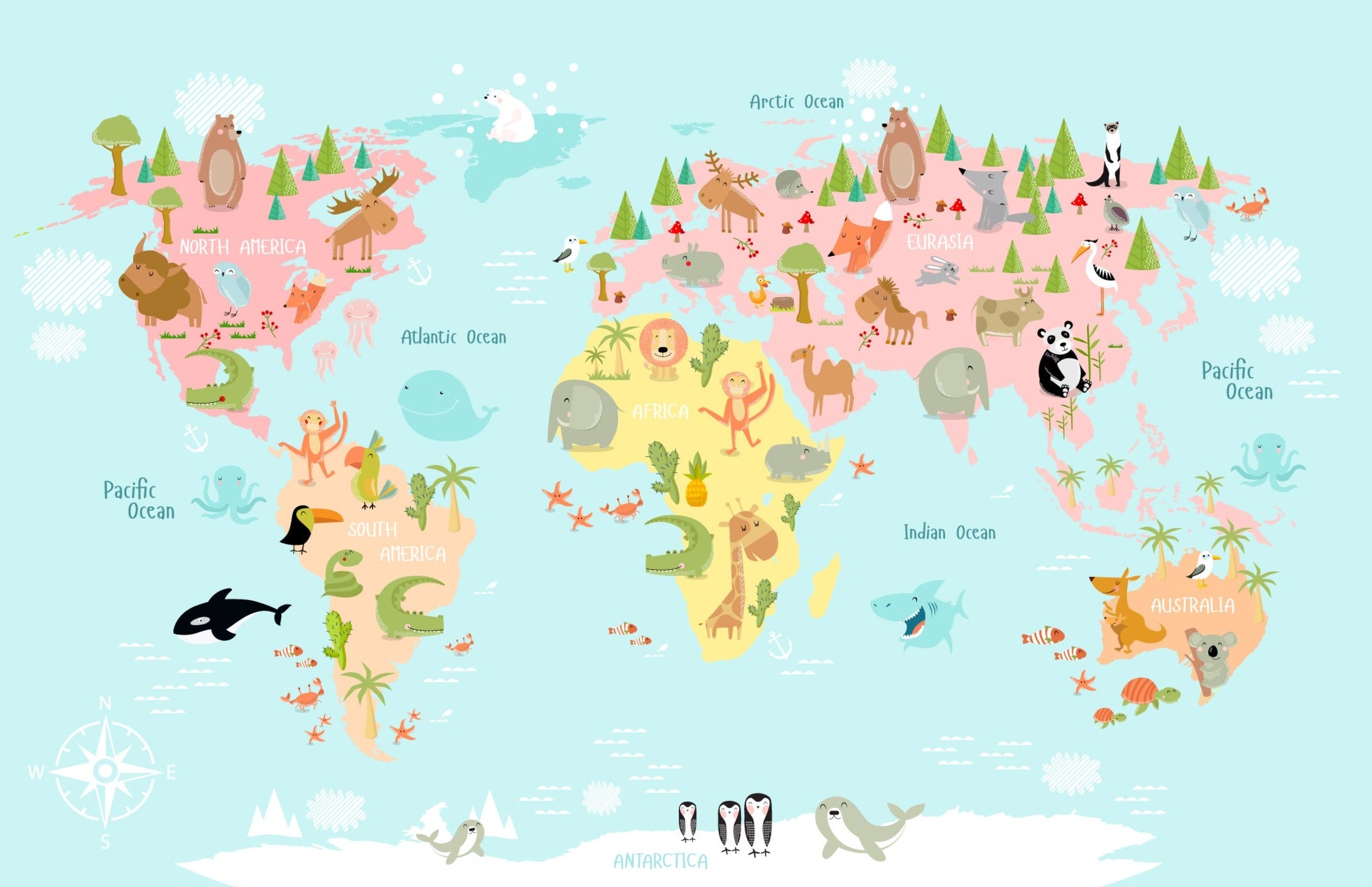 Animals of the World - [Custom printed at R560/m²] – Sasi Wallpaper