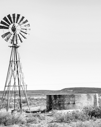 Karoo Landscape with a Windmill  -  [Custom printed at R598/m²]