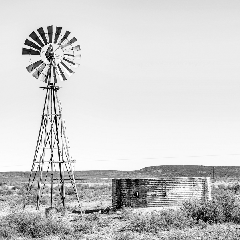 Karoo Landscape with a Windmill  -  [Custom printed at R560/m²]