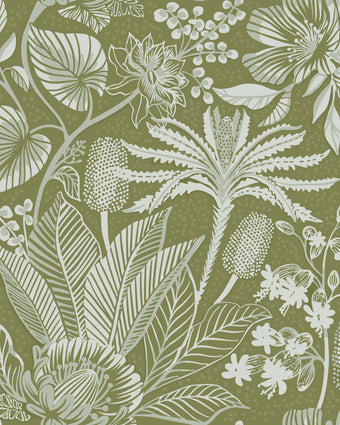 Floral green wallpaper