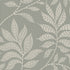 Sage grey botanical wallpaper with a seamless repeat, featuring ivory hand-drawn leaves and flowing stems with delicate dotted detailing.