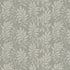 Sage grey botanical wallpaper with a seamless repeat, featuring ivory hand-drawn leaves and flowing stems with delicate dotted detailing.