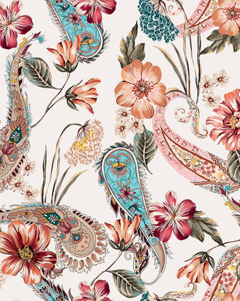Tropical Paisley  - Cream -  [Custom printed at R598/m²]