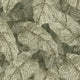 Vintage botanical wallpaper featuring overlapping fern leaves in soft sage and olive green tones, creating a richly textured nature-inspired pattern.