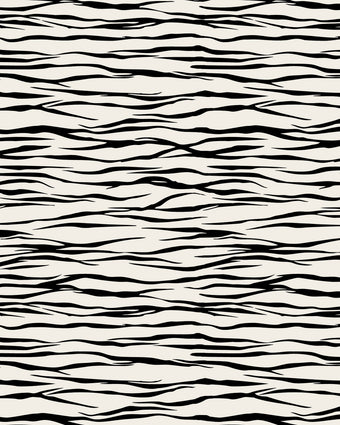 Horizontal zebra stripe wallpaper with a seamless repeat, featuring flowing black stripes on a white background in a bold animal inspired pattern.