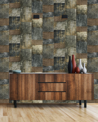 Octagon Metal Industrial Wallpaper 1215-2