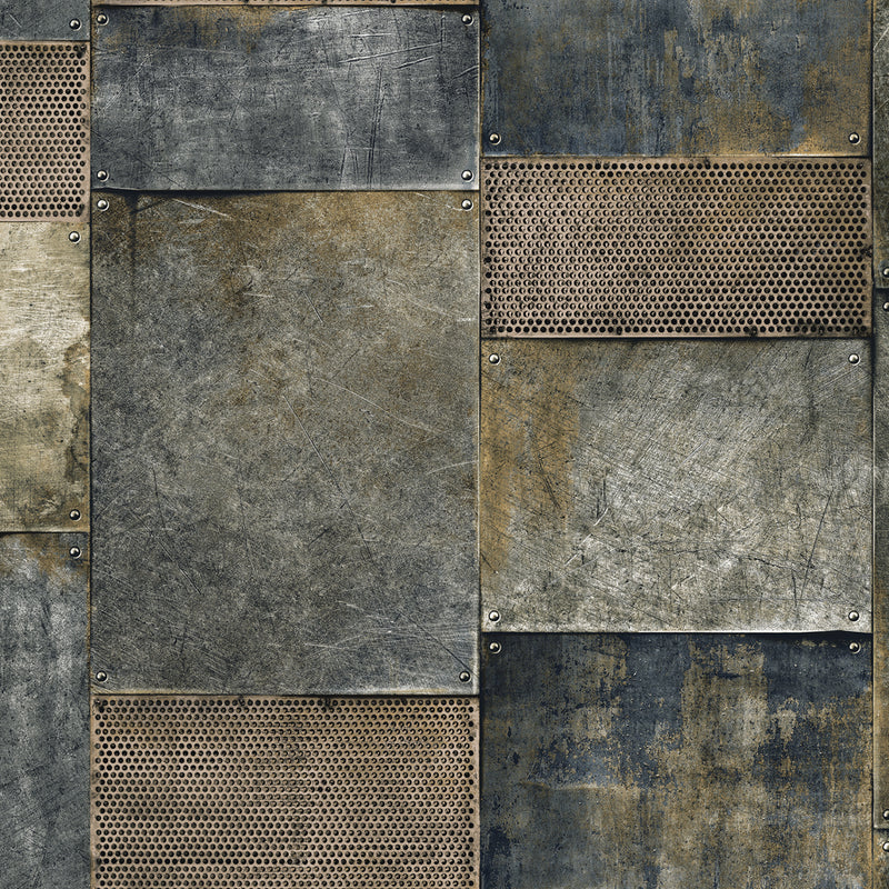Octagon Metal Industrial Wallpaper 1215-2