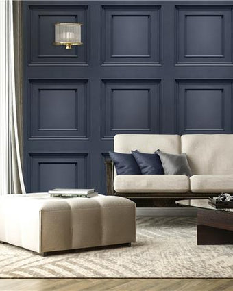 Wood Panel Wallpaper Navy Blue 7375