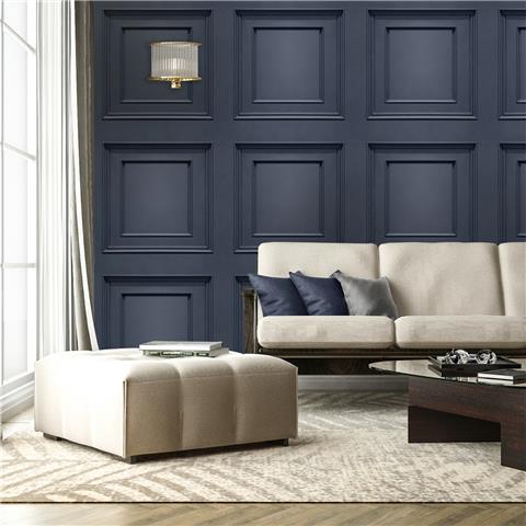 Wood Panel Wallpaper Navy Blue 7375