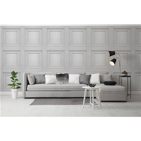 Wood Panel Wallpaper Soft Silver 7376