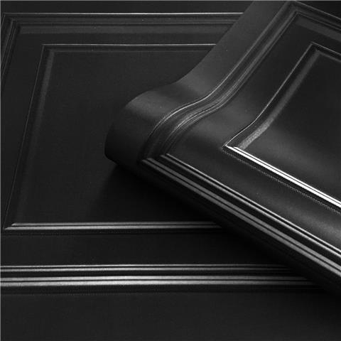 Wood Panel Wallpaper Black 7378