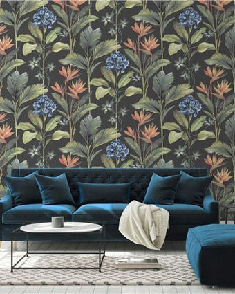 Oliana Floral Wallpaper Charcoal 8484