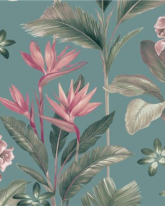 OLIANA FLORAL WALLPAPER SOFT TEAL 8486