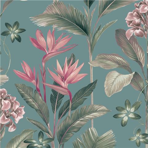 OLIANA FLORAL WALLPAPER SOFT TEAL 8486