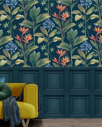 OLIANA FLORAL WALLPAPER NAVY 8487