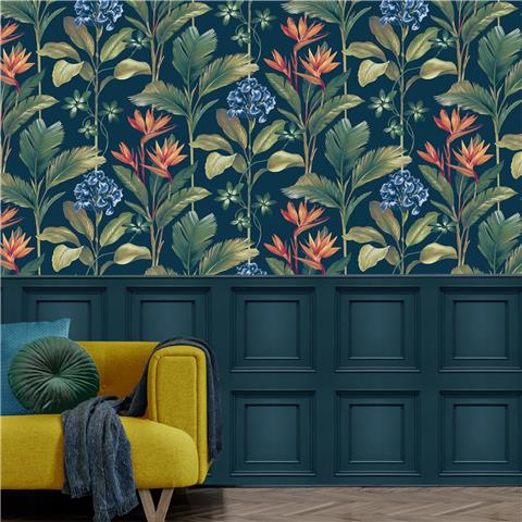 OLIANA FLORAL WALLPAPER NAVY 8487