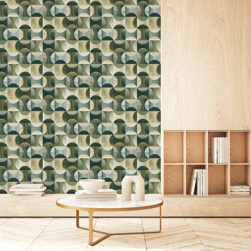 Casablanca Tesselation Teal Wood 88123