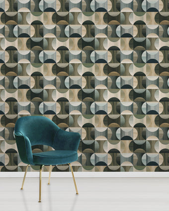 Casablanca Tesselation Teal Wood 88123