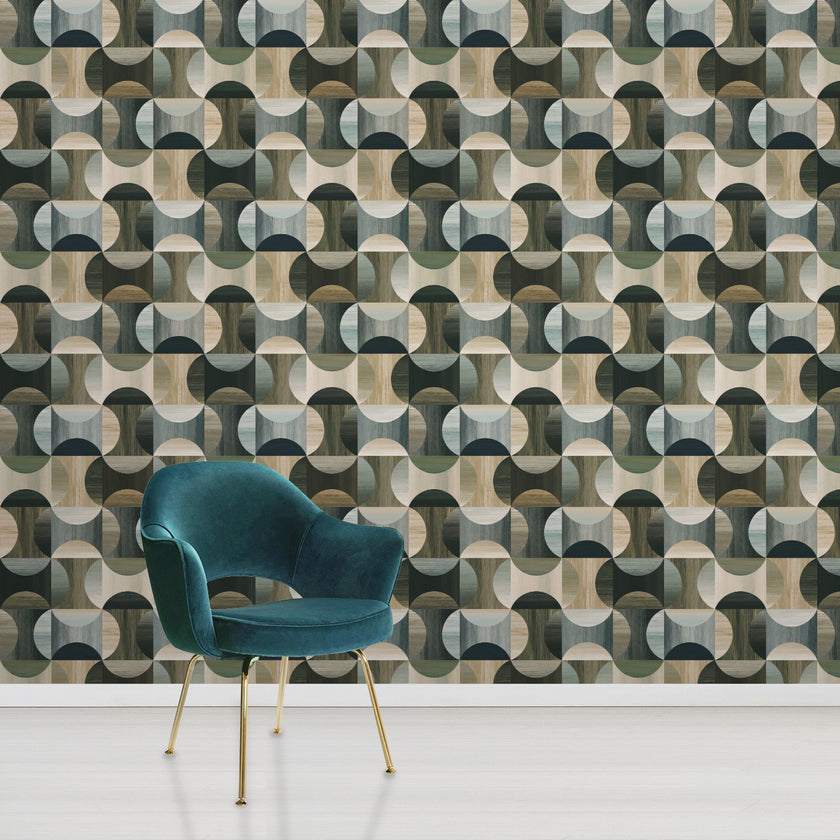 Casablanca Tesselation Teal Wood 88123