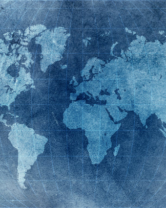 Abstract Blue World Map  -  [Custom printed at R598/m²]
