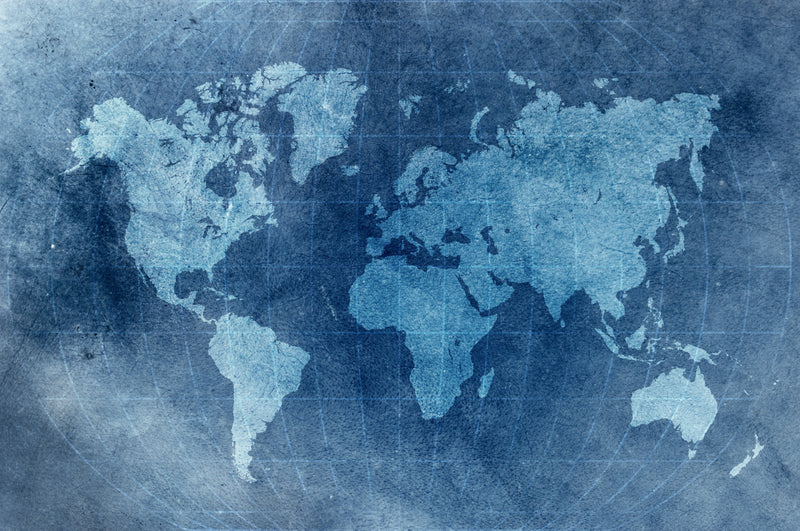 Abstract Blue World Map  -  [Custom printed at R560/m²]