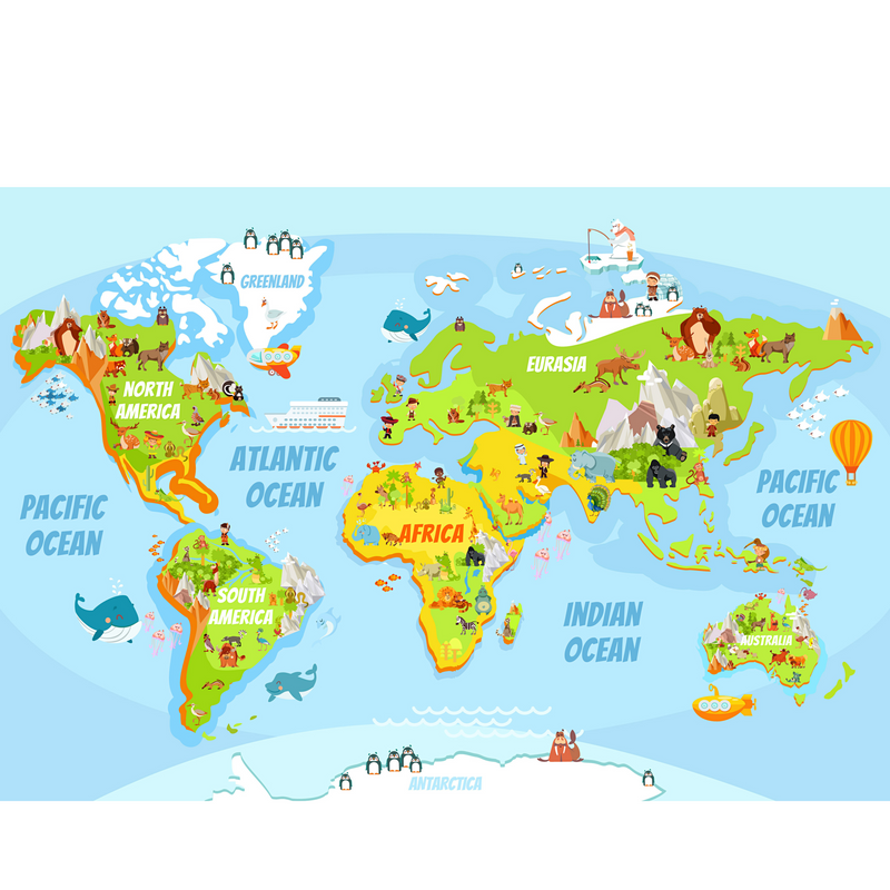 Basic Animal World Map  -  [Custom printed at R560/m²]